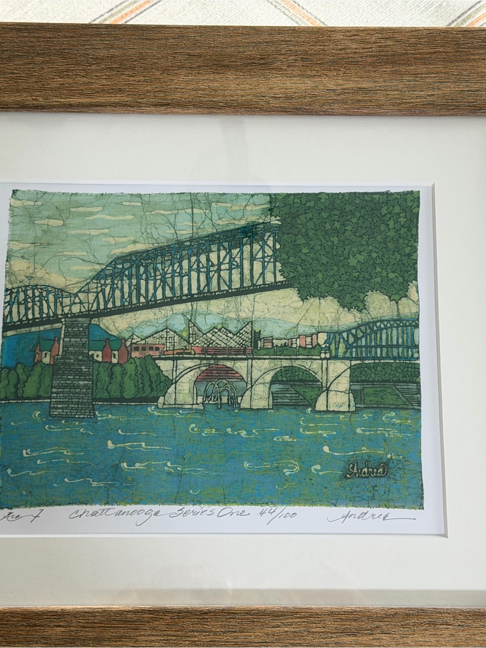 Framed “Chattanooga Series One” by Artist Andrea Linares Davis. Signed numbered